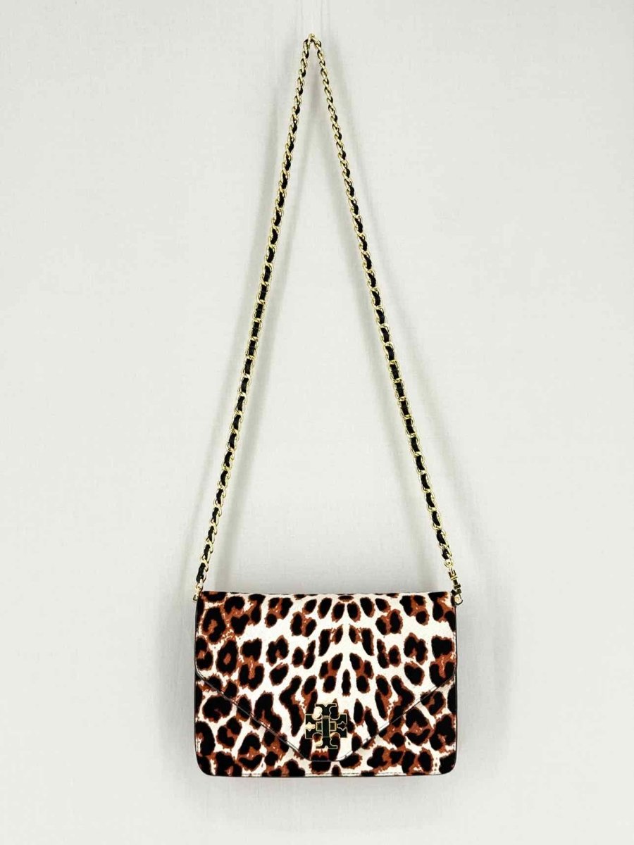 Pre - loved TORY BURCH Kira Cream Multicolor Leopard Crossbody at Reems Closet