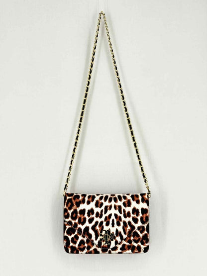 Pre - loved TORY BURCH Kira Cream Multicolor Leopard Crossbody at Reems Closet