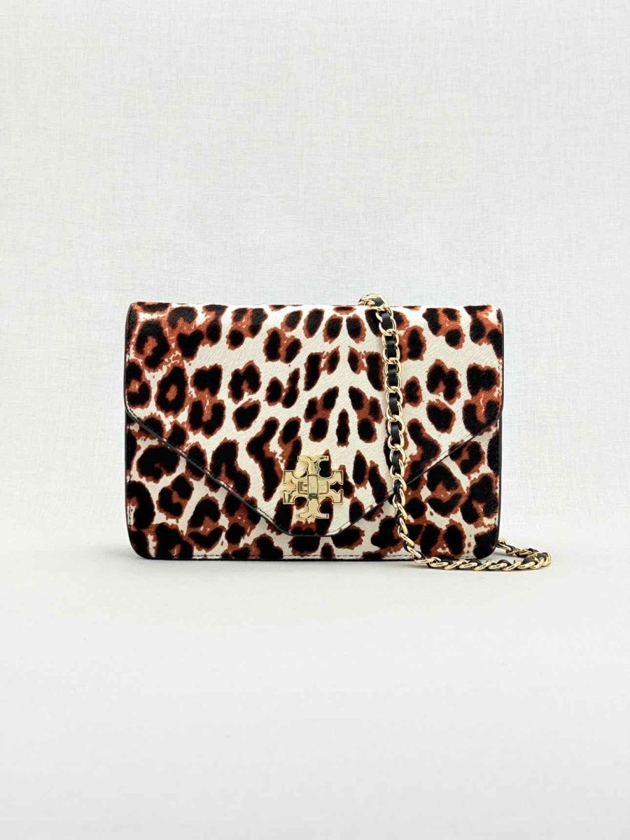 Pre - loved TORY BURCH Kira Cream Multicolor Leopard Crossbody at Reems Closet