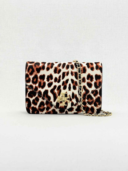 Pre - loved TORY BURCH Kira Cream Multicolor Leopard Crossbody at Reems Closet