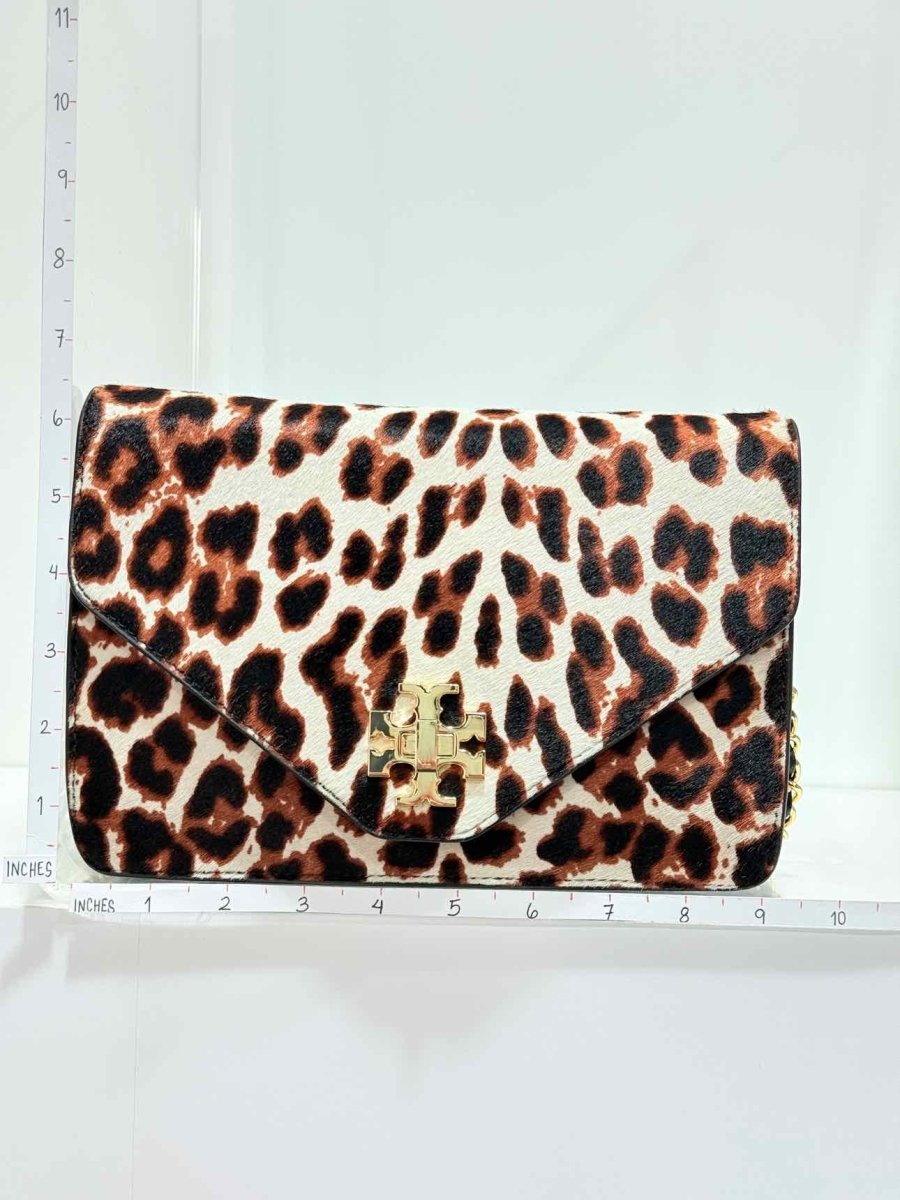 Pre - loved TORY BURCH Kira Cream Multicolor Leopard Crossbody at Reems Closet