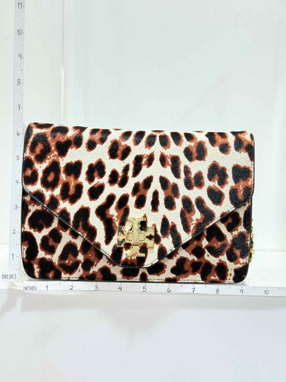 Pre - loved TORY BURCH Kira Cream Multicolor Leopard Crossbody at Reems Closet