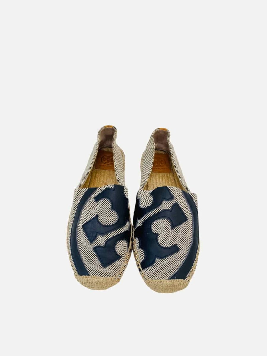 Pre - loved TORY BURCH Lonnie Espadrille Black & White Flats at Reems Closet