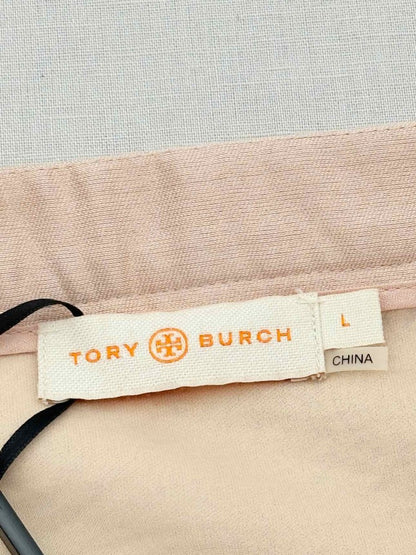 Pre - loved TORY BURCH Metallic Gold Size Large Mini Skirt at Reems Closet