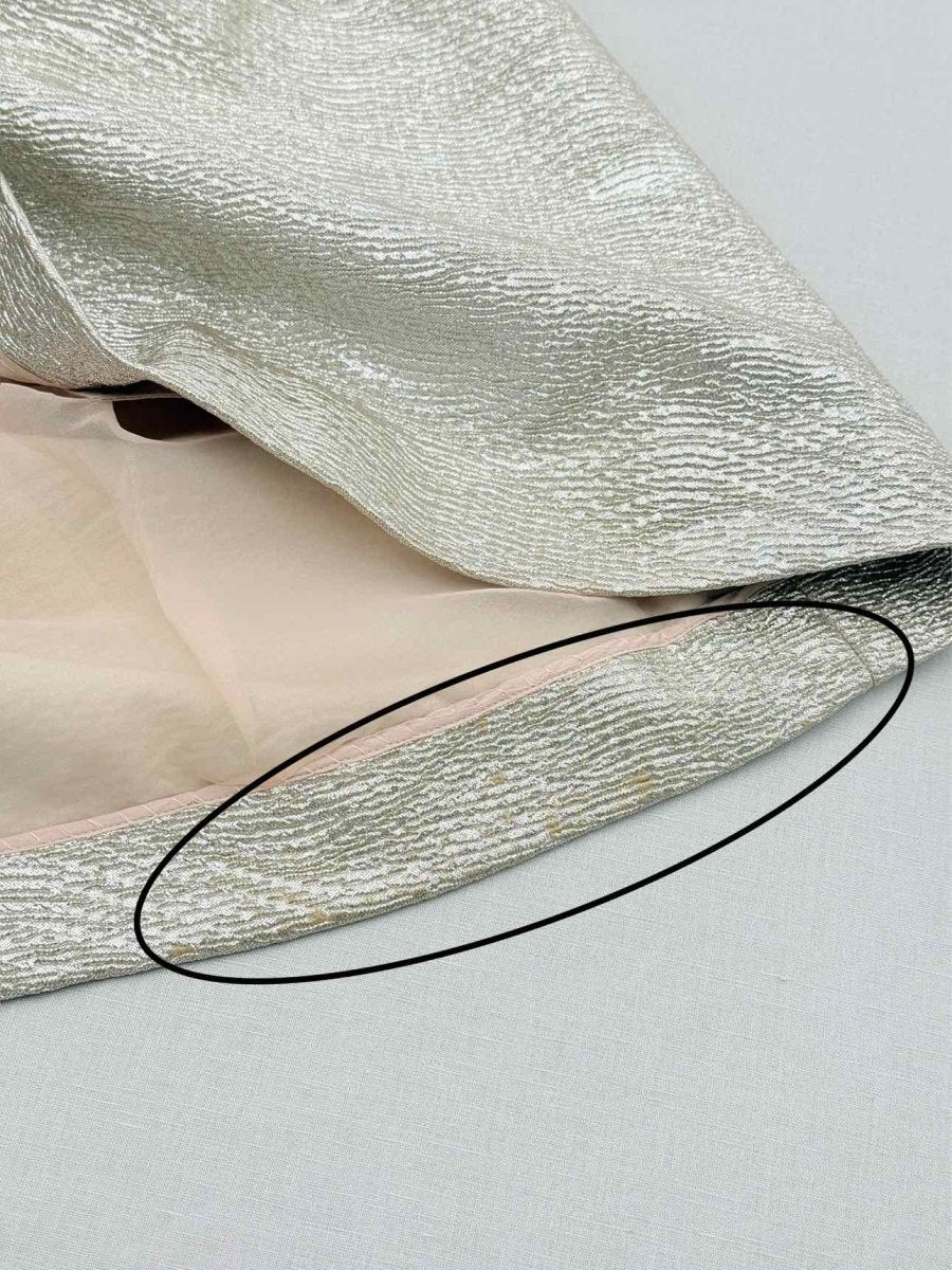 Pre - loved TORY BURCH Metallic Gold Size Large Mini Skirt at Reems Closet