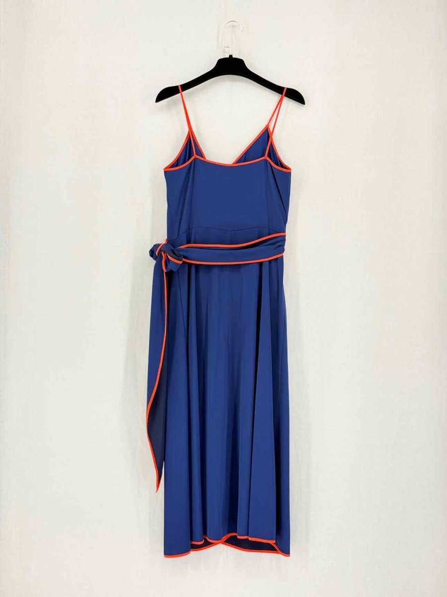 Pre-loved TORY BURCH Navy Blue & Orange Size US 6 Midi Dress at Reems Closet