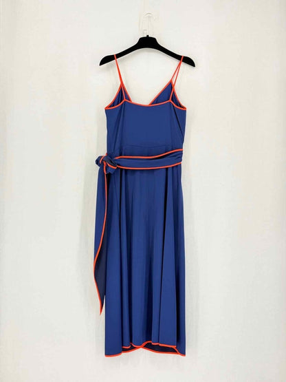 Pre-loved TORY BURCH Navy Blue & Orange Size US 6 Midi Dress at Reems Closet