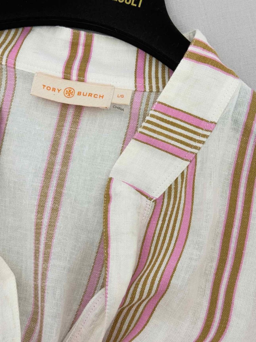 Pre - loved TORY BURCH Pink Multicolor Size Large Midi Dress at Reems Closet