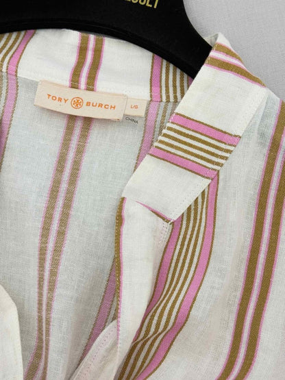 Pre - loved TORY BURCH Pink Multicolor Size Large Midi Dress at Reems Closet