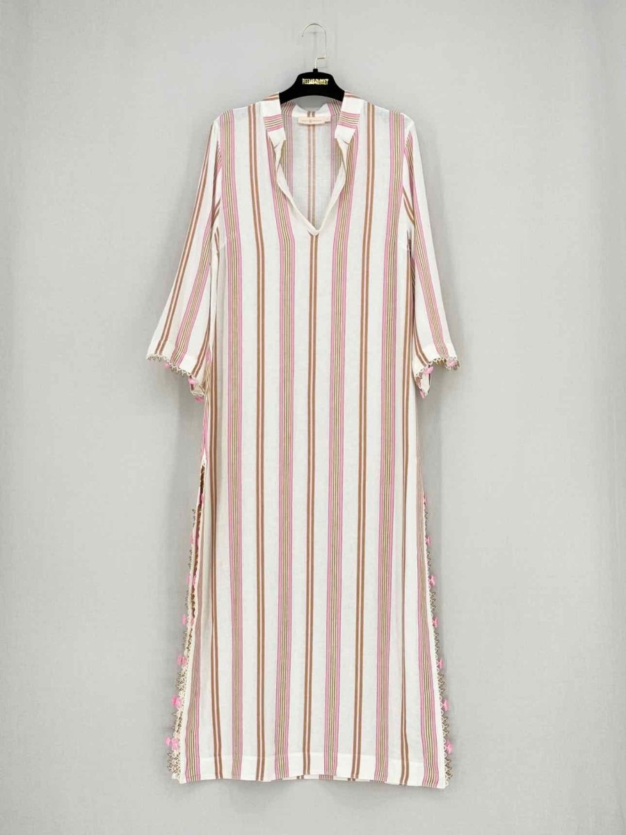 Pre - loved TORY BURCH Pink Multicolor Size Large Midi Dress at Reems Closet
