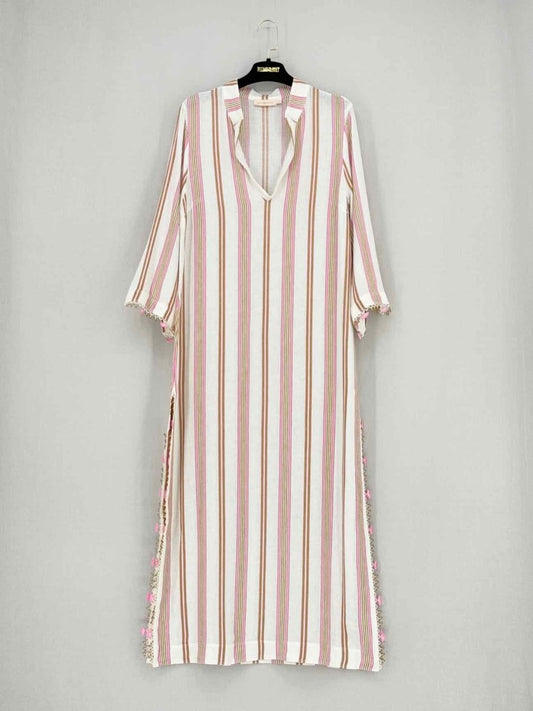Pre - loved TORY BURCH Pink Multicolor Size Large Midi Dress at Reems Closet