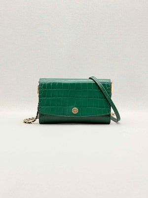 Pre-loved TORY BURCH Robinson Green Crossbody at Reems Closet