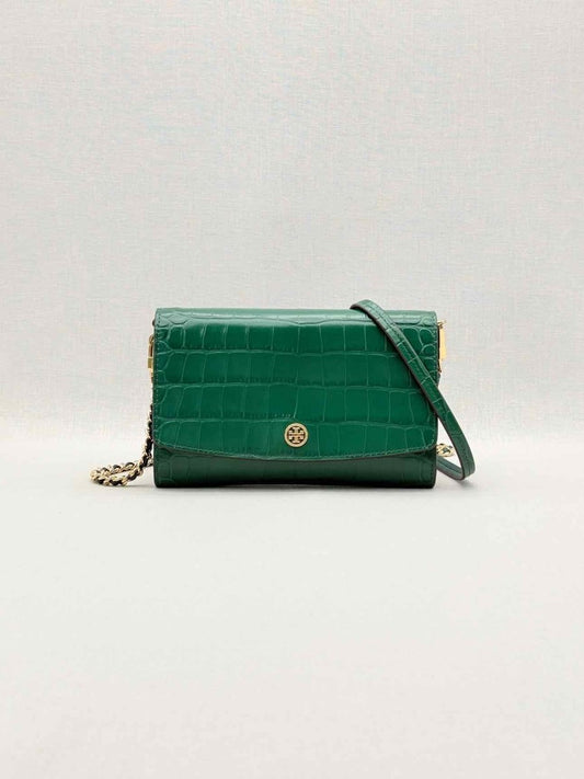 Pre-loved TORY BURCH Robinson Green Crossbody at Reems Closet