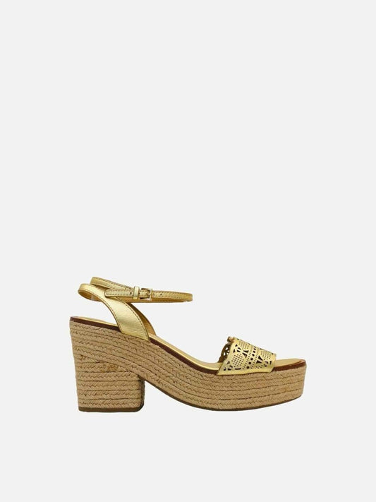 Pre-loved TORY BURCH Roselle Espadrille Gold Heeled Sandals from Reems Closet