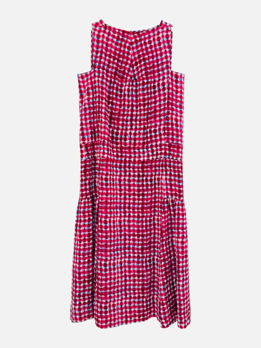 Pre - loved TORY BURCH Shift White & Pink Printed Knee Length Dress at Reems Closet