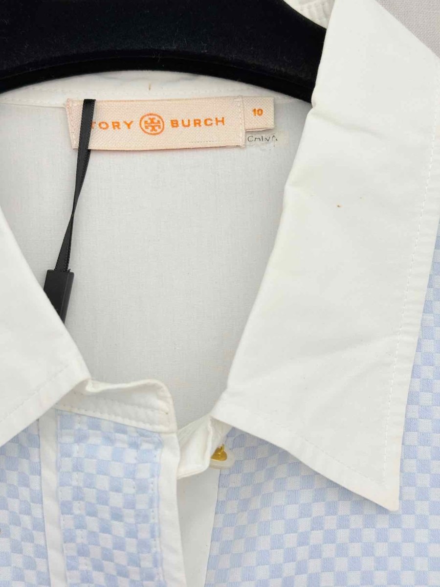 Pre - loved TORY BURCH White & Blue Size US 10 Shirt at Reems Closet