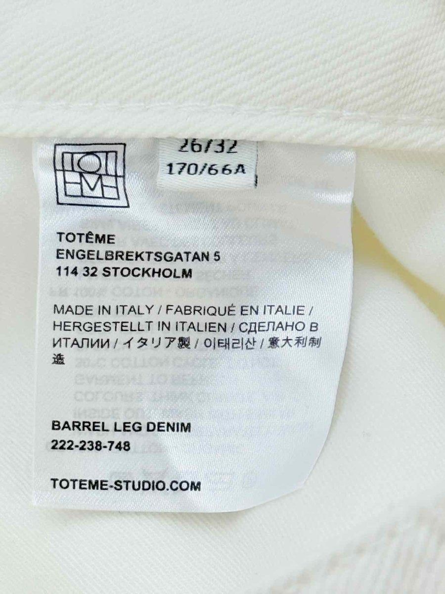 Pre - loved TOTEME Barrel Leg White Size 26 Jeans at Reems Closet