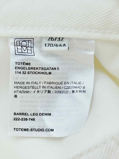 Pre - loved TOTEME Barrel Leg White Size 26 Jeans at Reems Closet