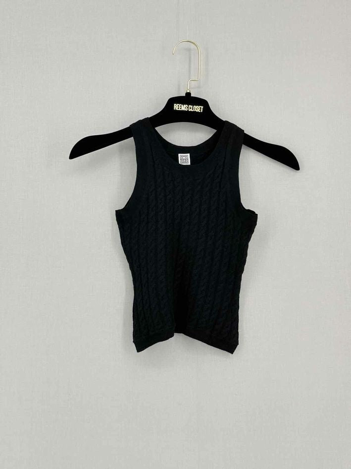 Pre-loved TOTEME Black Cable Knit Size XSmall Tank Top at Reems Closet