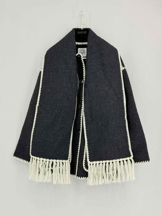 Pre - loved TOTEME Draped fringed Black Size US 0 Jacket at Reems Closet