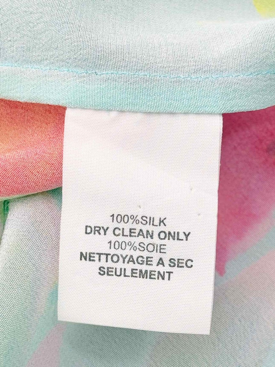 Pre - loved TRINA TURK Aqua Multicolor Floral Print Size Large Top at Reems Closet