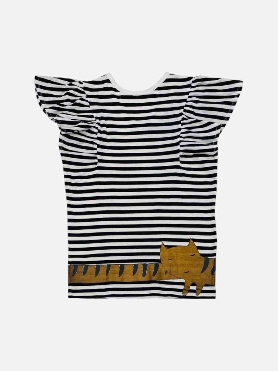 Pre - loved TSUMORI CHISATO Cap Sleeve Black & White Striped Top at Reems Closet