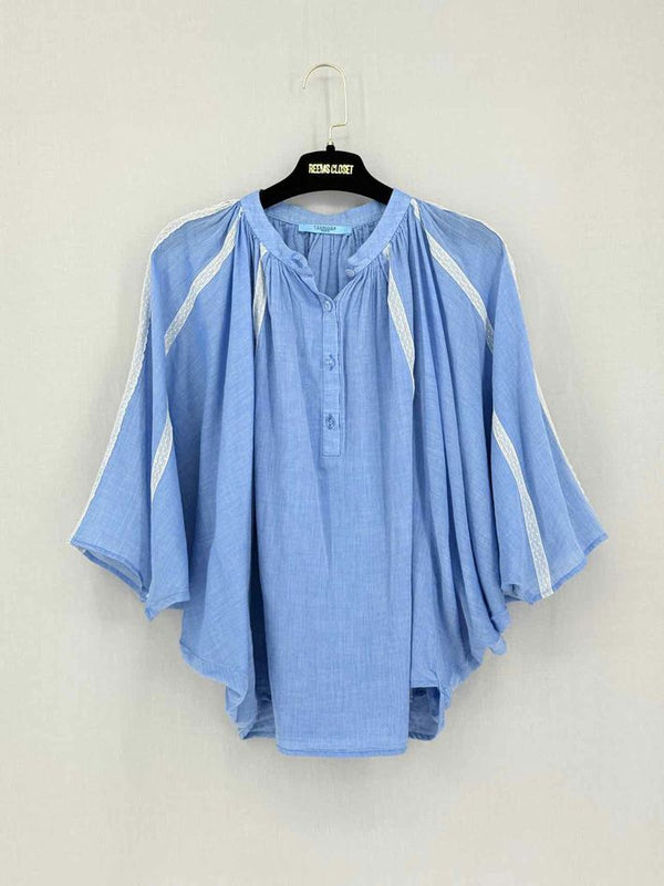 Pre-loved TSUNODA Blue Size Medium Blouse at Reems Closet