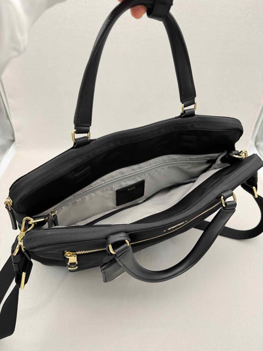 Pre-loved TUMI Voyageur Clare Double Zip Black Briefcase at Reems Closet