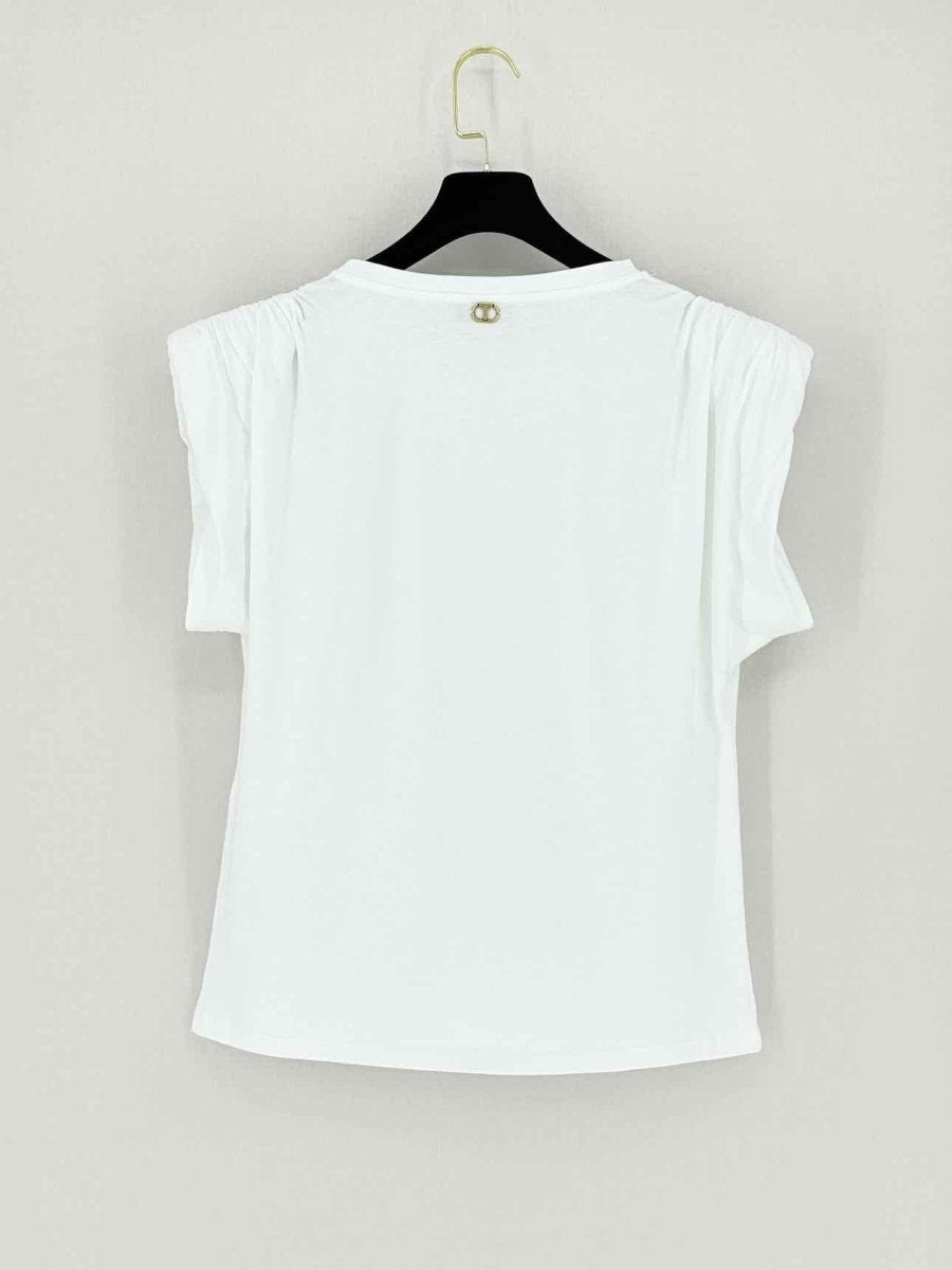 Pre - loved TWIN - SET Padded Shoulder White Size Medium T-shirt at Reems Closet