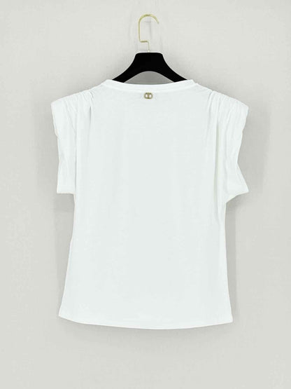 Pre - loved TWIN - SET Padded Shoulder White Size Medium T-shirt at Reems Closet