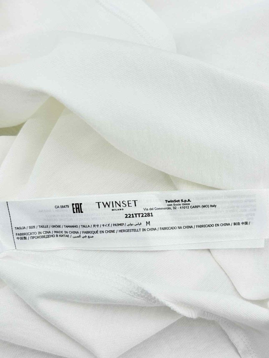 Pre - loved TWIN - SET Padded Shoulder White Size Medium T-shirt at Reems Closet