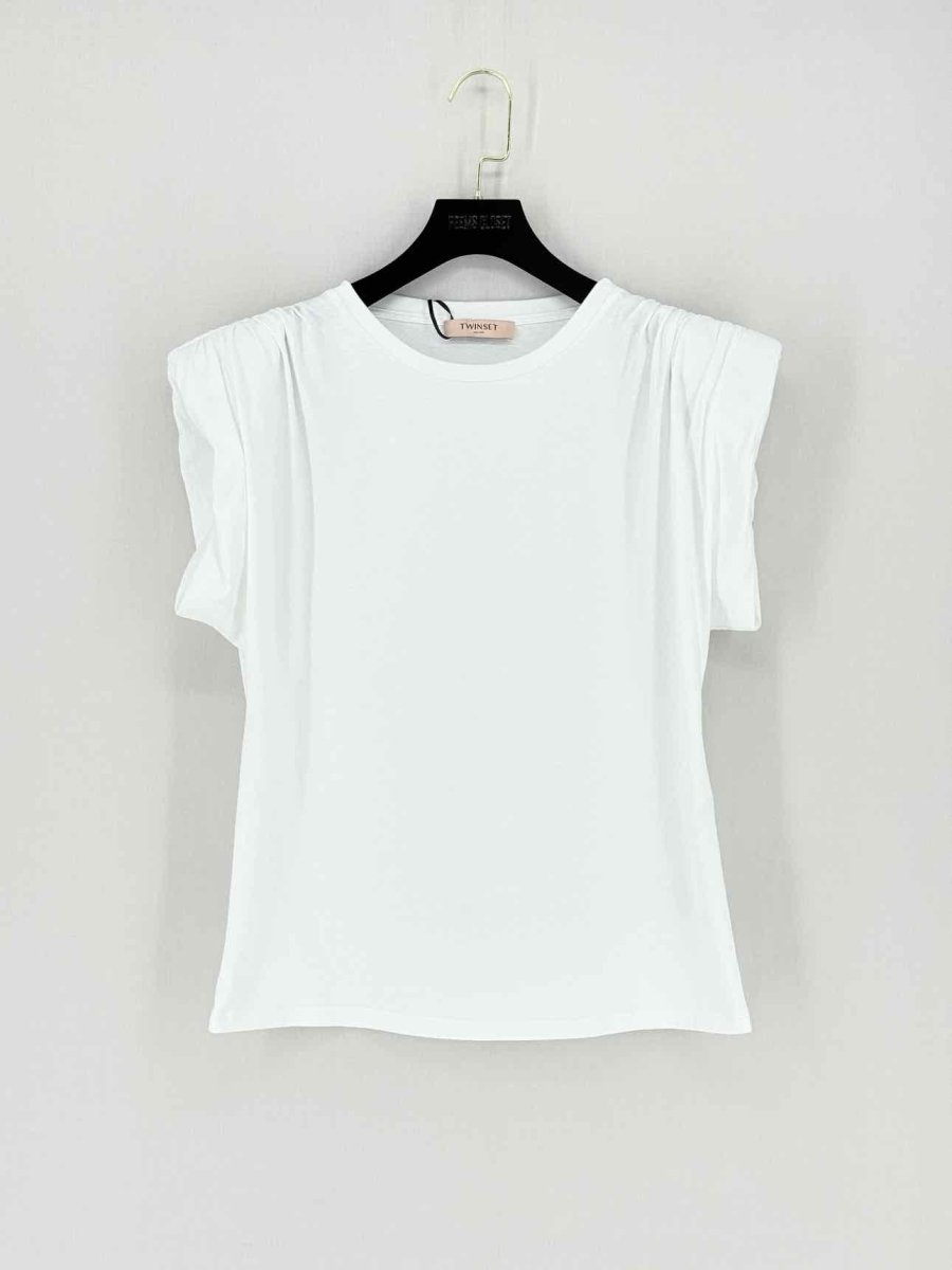 Pre - loved TWIN - SET Padded Shoulder White Size Medium T-shirt at Reems Closet