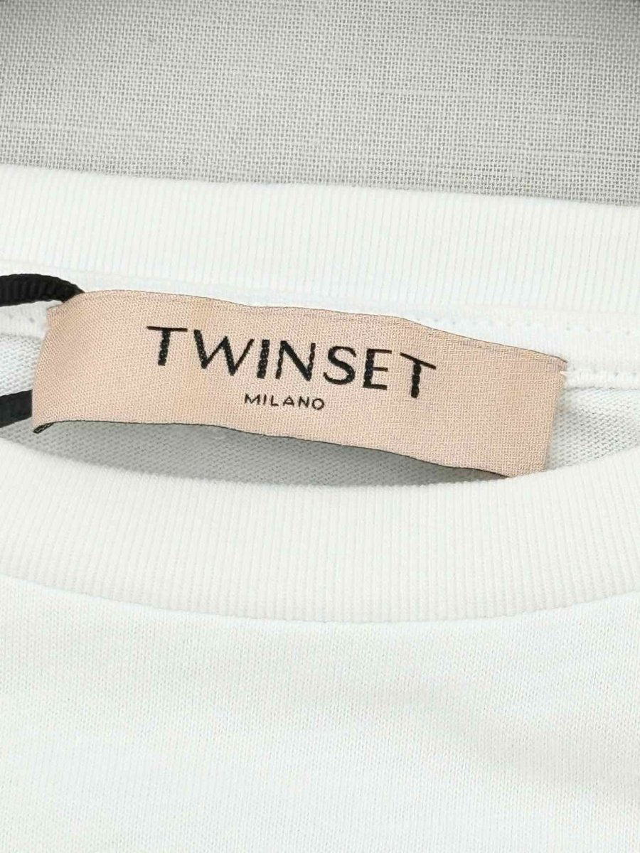 Pre - loved TWIN - SET Padded Shoulder White Size Medium T-shirt at Reems Closet