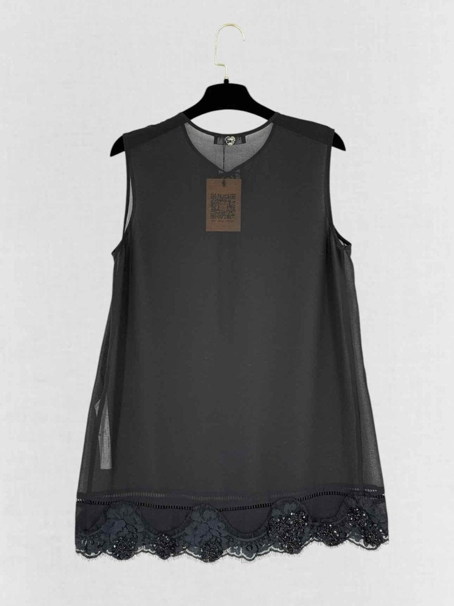 Pre - loved TWIN - SET Sheer Black Top Small at Reems Closet