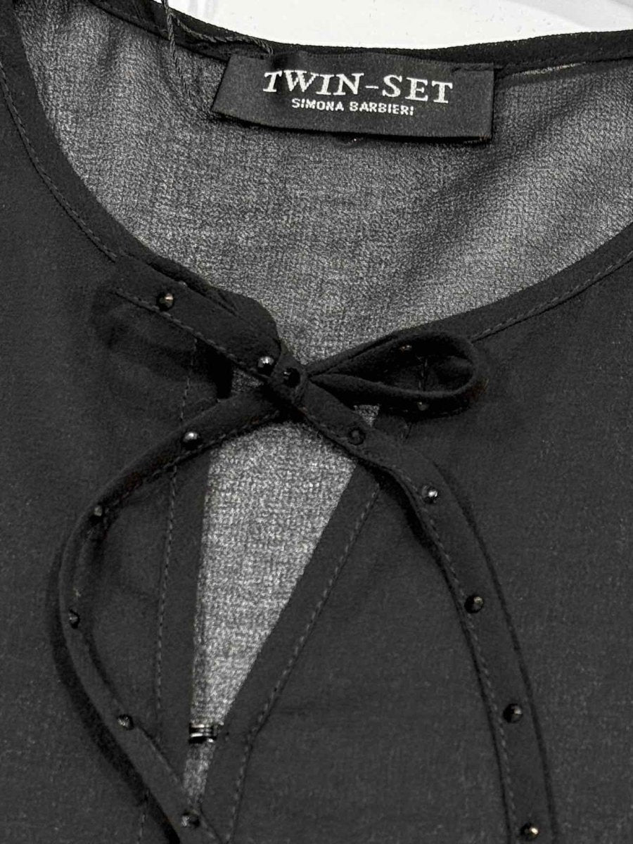Pre - loved TWIN - SET Sheer Black Top Small at Reems Closet