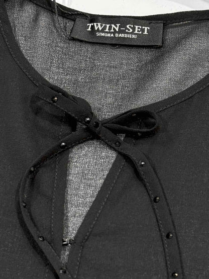 Pre - loved TWIN - SET Sheer Black Top Small at Reems Closet