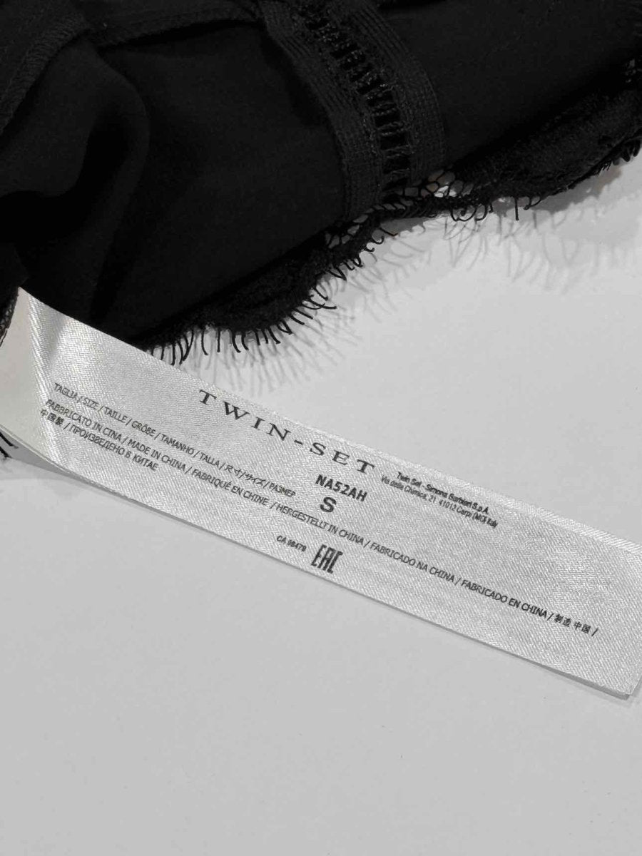 Pre - loved TWIN - SET Sheer Black Top Small at Reems Closet