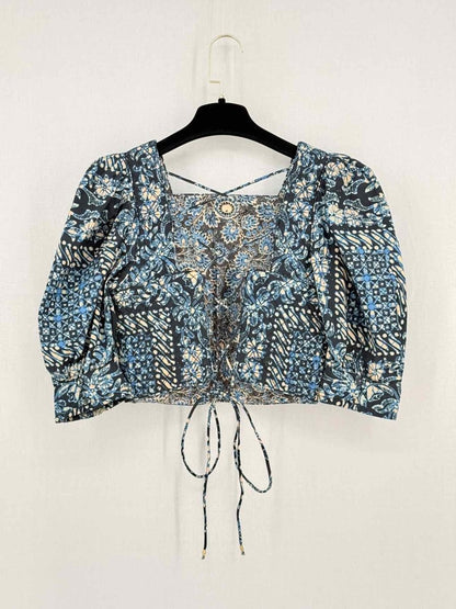 Pre - loved ULLA JOHNSON Anise Blue Multicolor Size Small Top at Reems Closet
