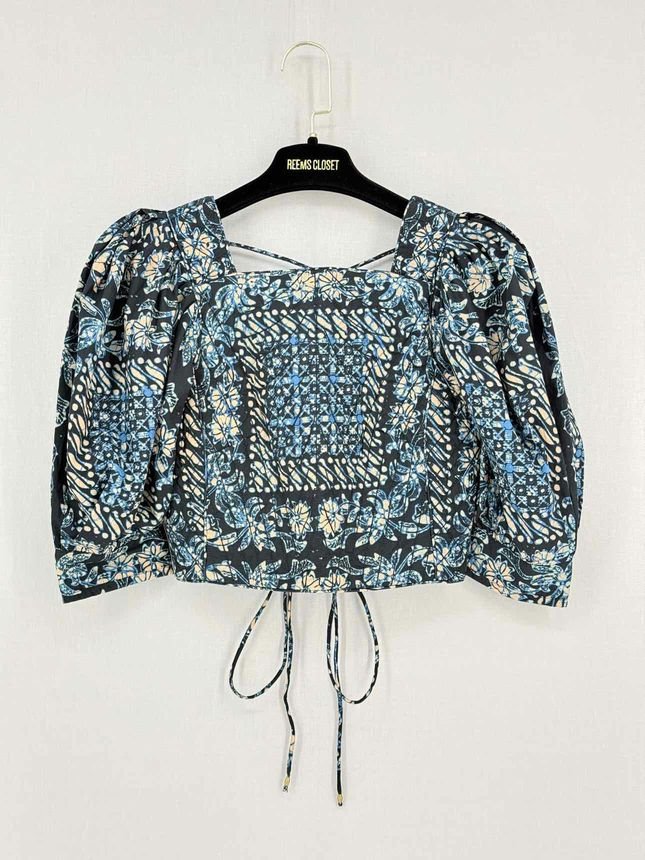 Pre - loved ULLA JOHNSON Anise Blue Multicolor Size Small Top at Reems Closet