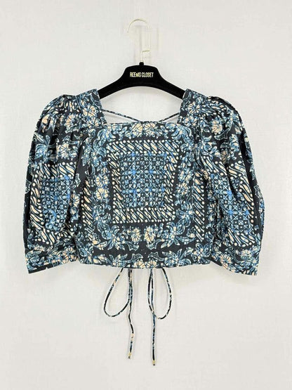 Pre - loved ULLA JOHNSON Anise Blue Multicolor Size Small Top at Reems Closet