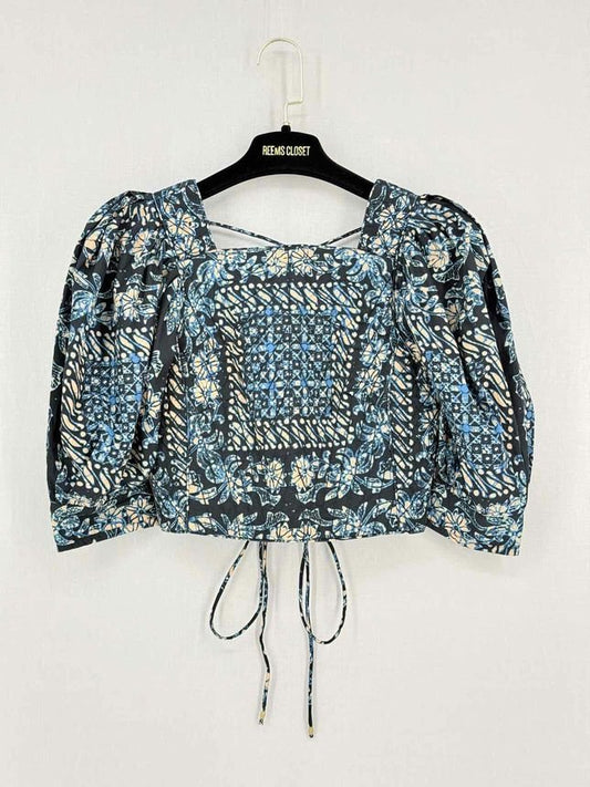 Pre - loved ULLA JOHNSON Anise Blue Multicolor Size Small Top at Reems Closet