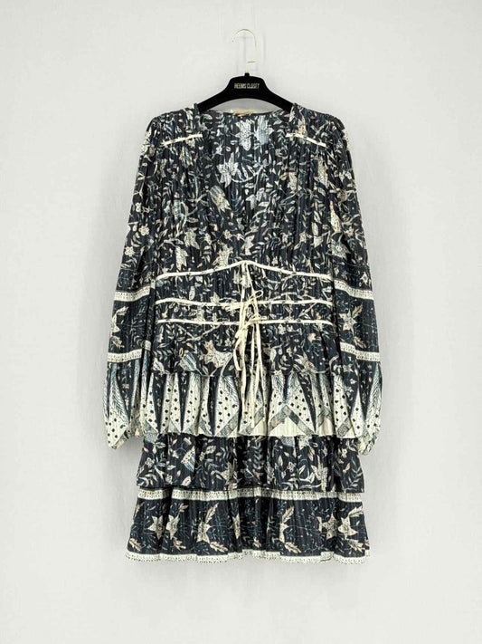 Pre - loved ULLA JOHNSON Black Multicolor Size US 10 Short Dress at Reems Closet