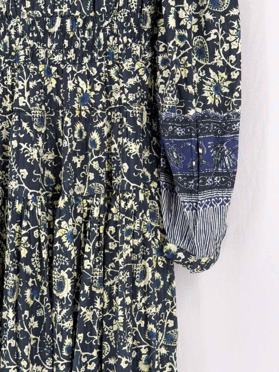 Pre - loved ULLA JOHNSON Black Multicolor Size US 4 Midi Dress at Reems Closet