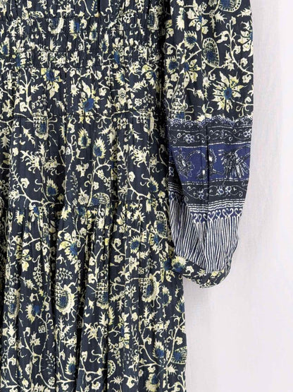 Pre - loved ULLA JOHNSON Black Multicolor Size US 4 Midi Dress at Reems Closet