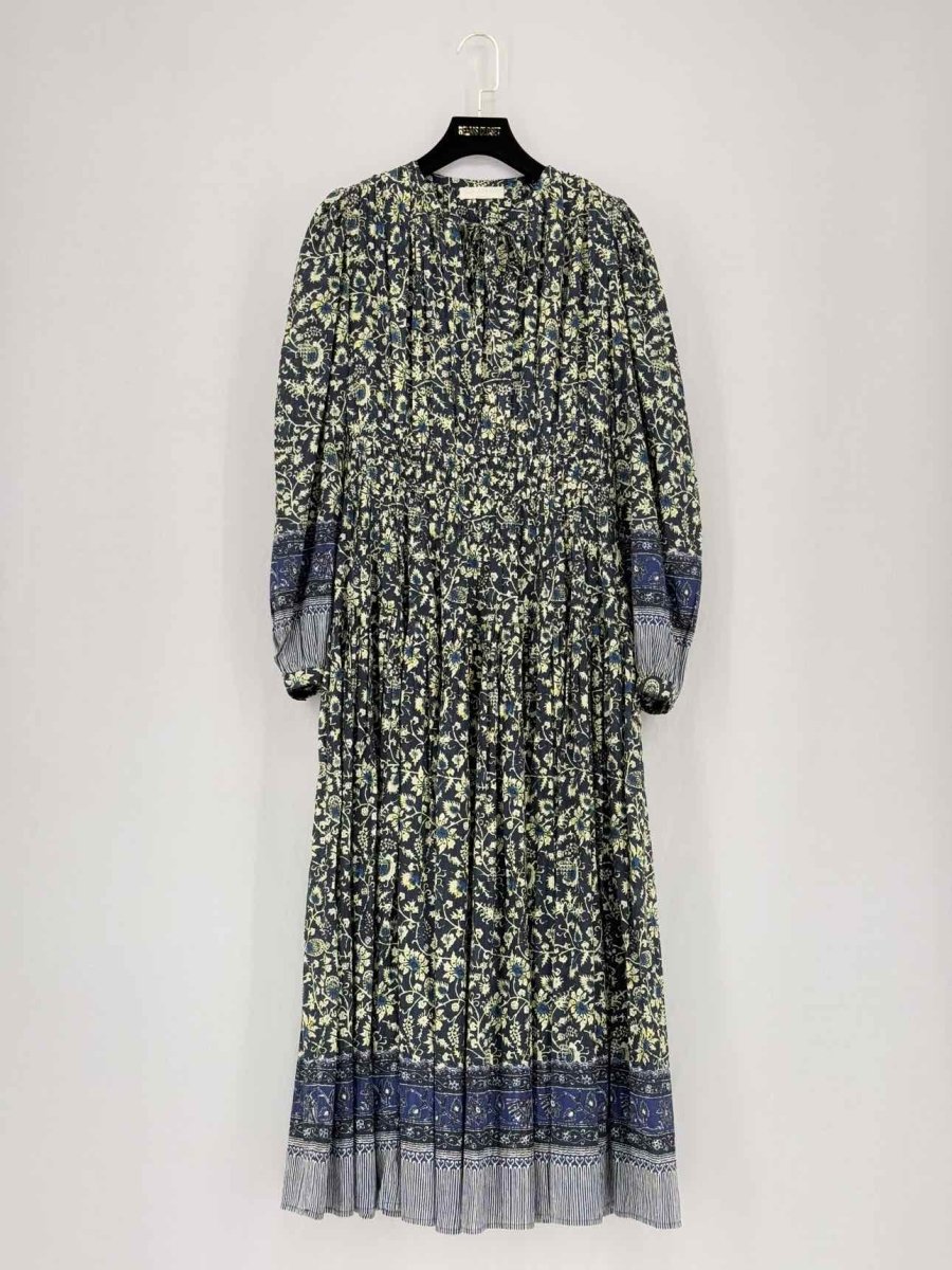 Pre - loved ULLA JOHNSON Black Multicolor Size US 4 Midi Dress at Reems Closet