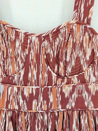 Pre - loved ULLA JOHNSON Brown & Burgundy Size US 6 Midi Dress at Reems Closet