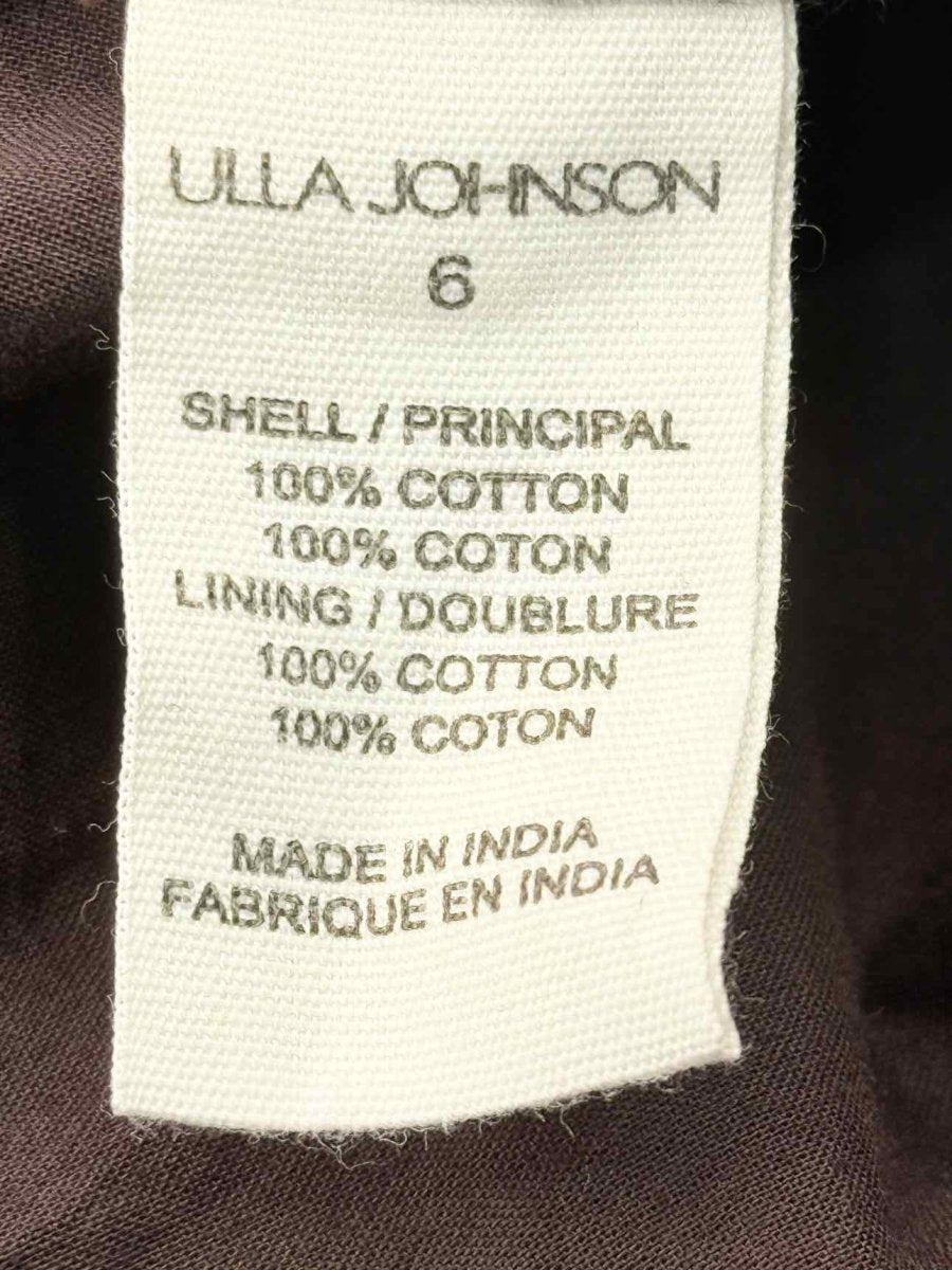 Pre - loved ULLA JOHNSON Brown & Burgundy Size US 6 Midi Dress at Reems Closet