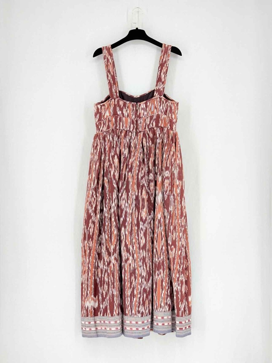 Pre - loved ULLA JOHNSON Brown & Burgundy Size US 6 Midi Dress at Reems Closet
