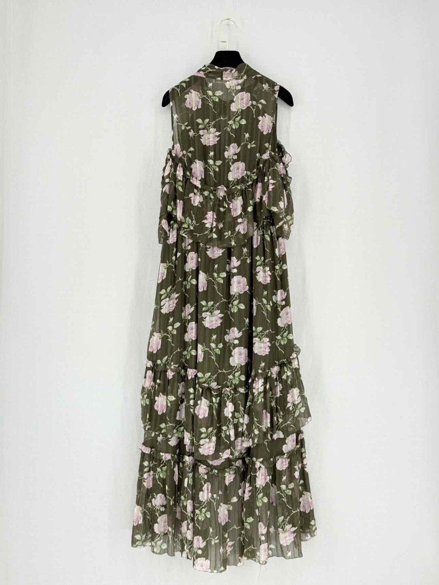 Pre - loved ULLA JOHNSON Green Multicolor Size US 10 Midi Dress at Reems Closet