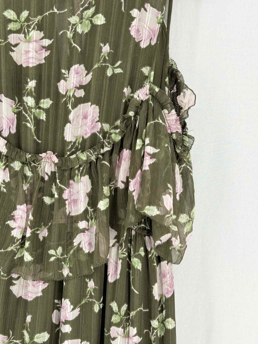 Pre - loved ULLA JOHNSON Green Multicolor Size US 10 Midi Dress at Reems Closet